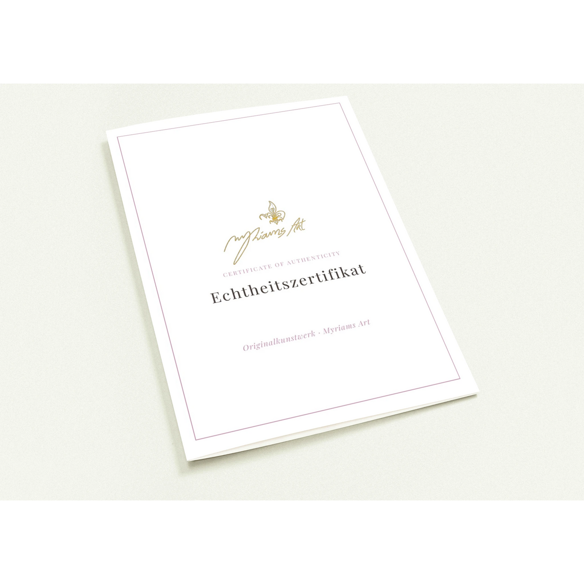 Echtheitszertifikat von Myriam Probst als gedruckte Karte
