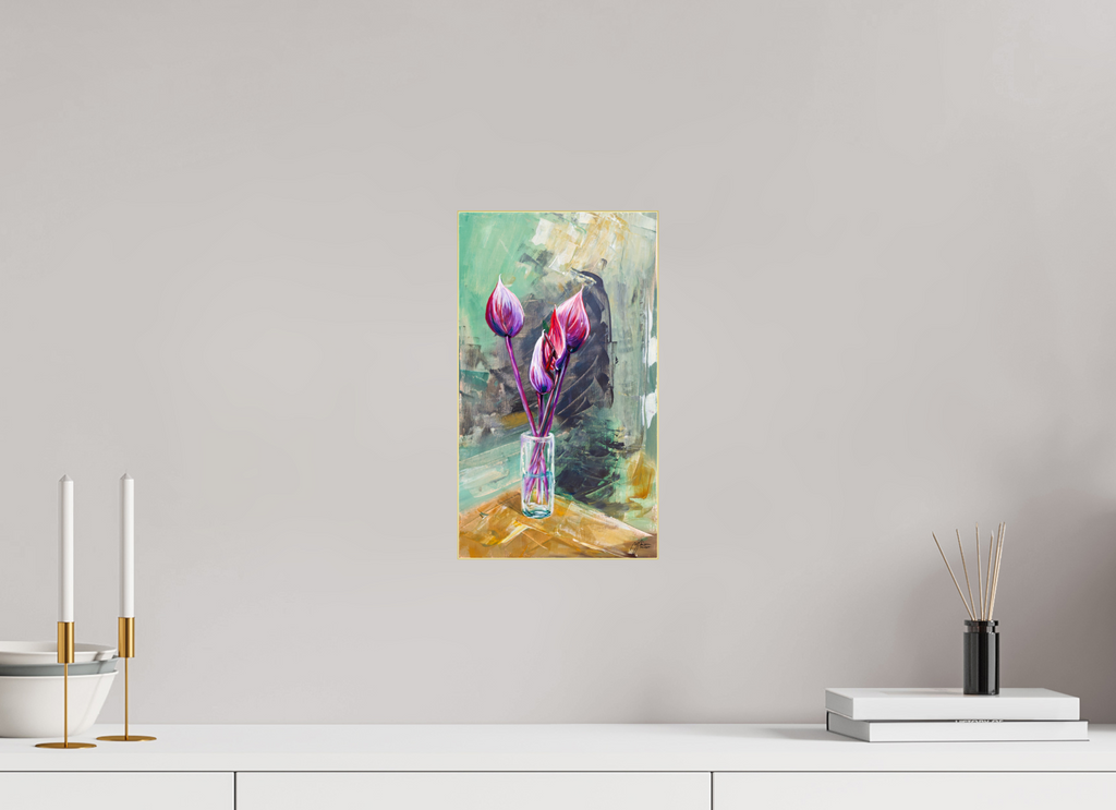 Anthurie Fine Art Print Acrylglas Slimline Goldrahmen wandfertig Myriam Probst Art Köln