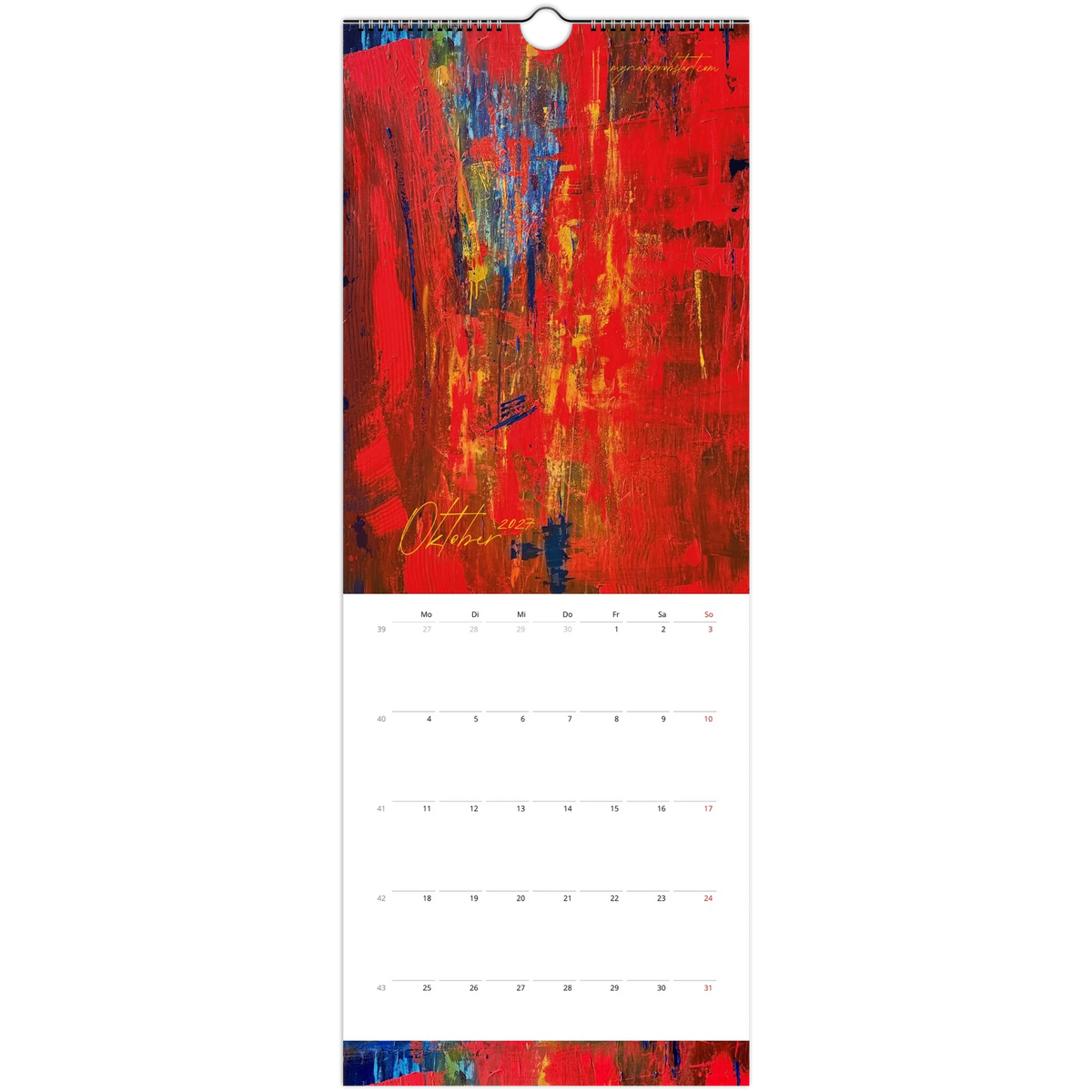 Kunstkalender 2027 von Myriam Probst, Wandkalender 14,8 × 40 cm, Ansicht 12