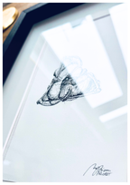 Lily in Lines "First Unfurl - Erstes Entfalten" | ORIGINAL Zeichnung im Passepartout-Rahmen