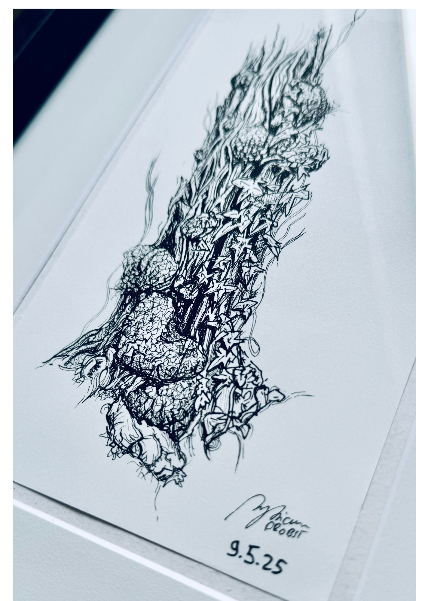 Still Woods "Still Ascent" | ORIGINAL Zeichnung im Passepartout-Rahmen