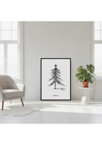 Minimalistischer Weihnachtsbaum - gerahmtes Poster schwarz/weiß