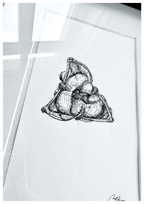 Lily in Lines "First Unfurl - Erstes Entfalten" | ORIGINAL Zeichnung im Passepartout-Rahmen