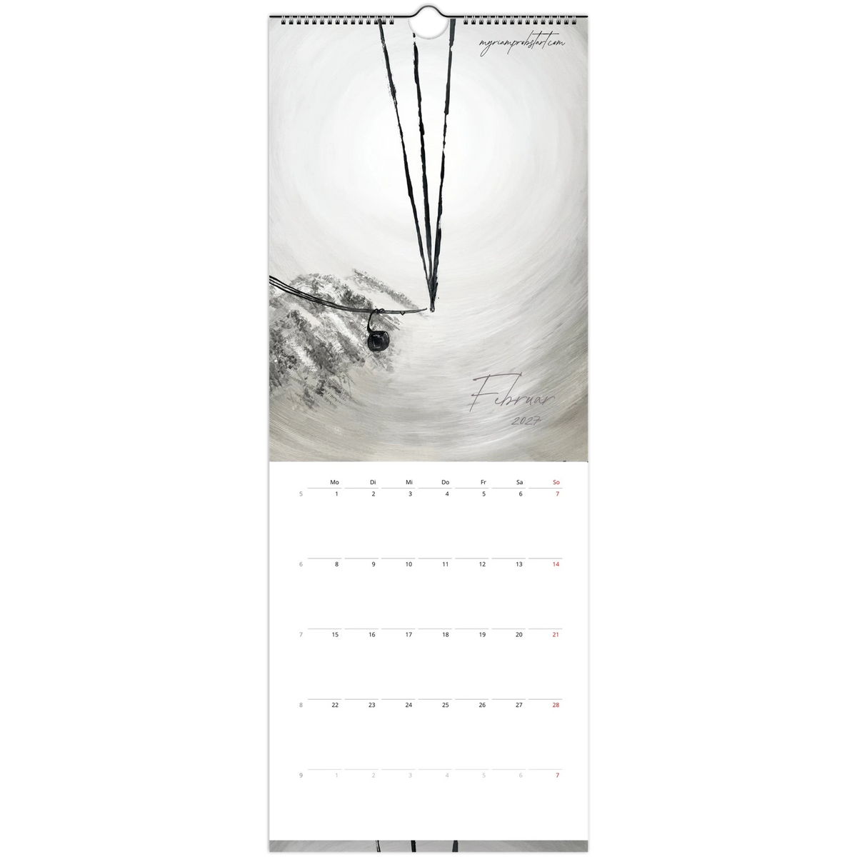 Kunstkalender 2027 von Myriam Probst, Wandkalender 14,8 × 40 cm, Ansicht 4