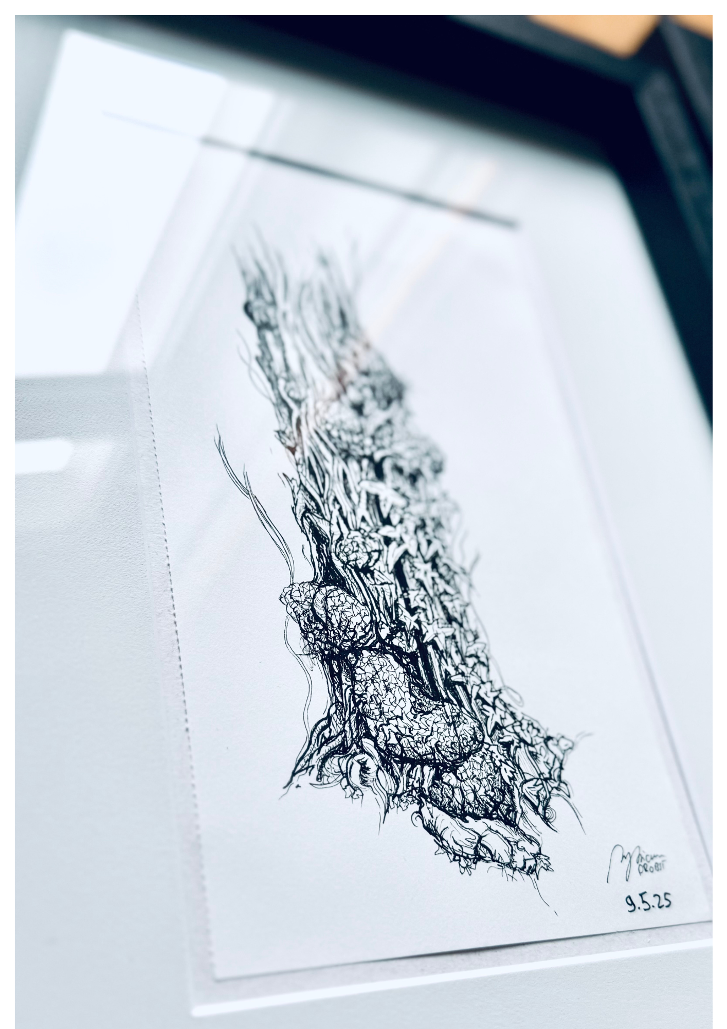 Still Woods "Still Ascent" | ORIGINAL Zeichnung im Passepartout-Rahmen