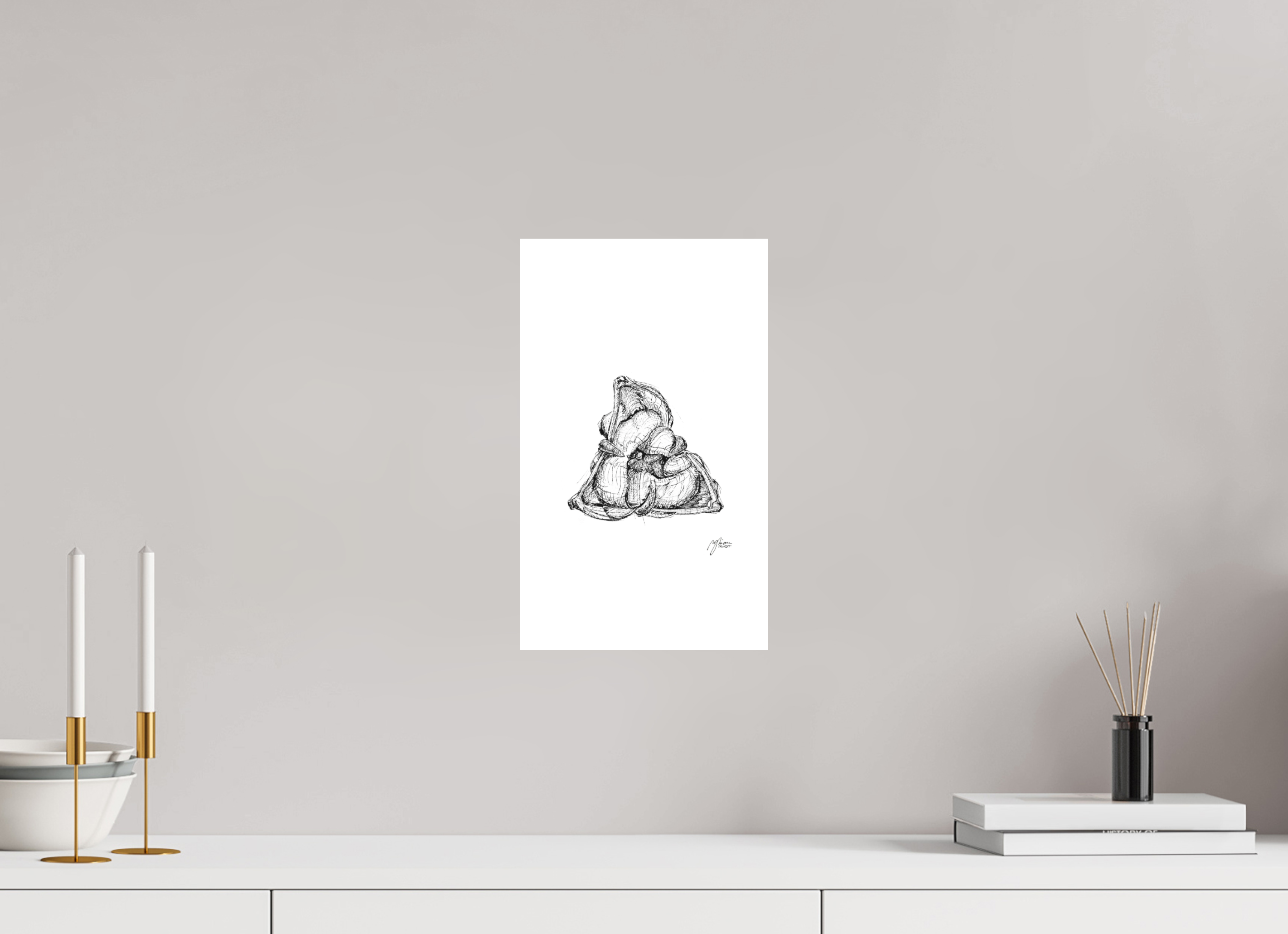 20 x 34,4 cm, Print, Hahnemühle Bamboo, 1cm weißer Rand Lily in Lines "First Unfurl - Erstes Entfalten" | Fine-Art-Print