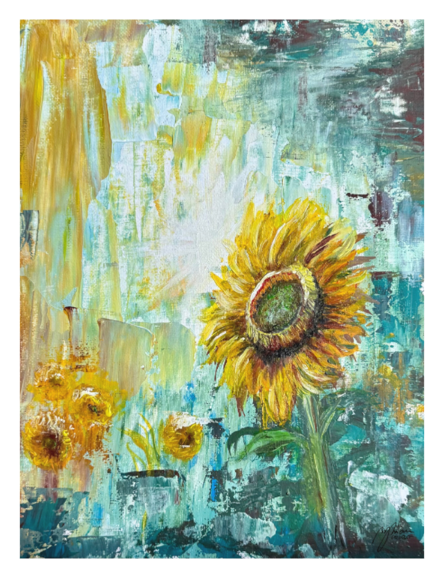 Sonnenblume Fine Art Print Hahnemühle Bamboo Acrylmalerei Myriam Probst Köln