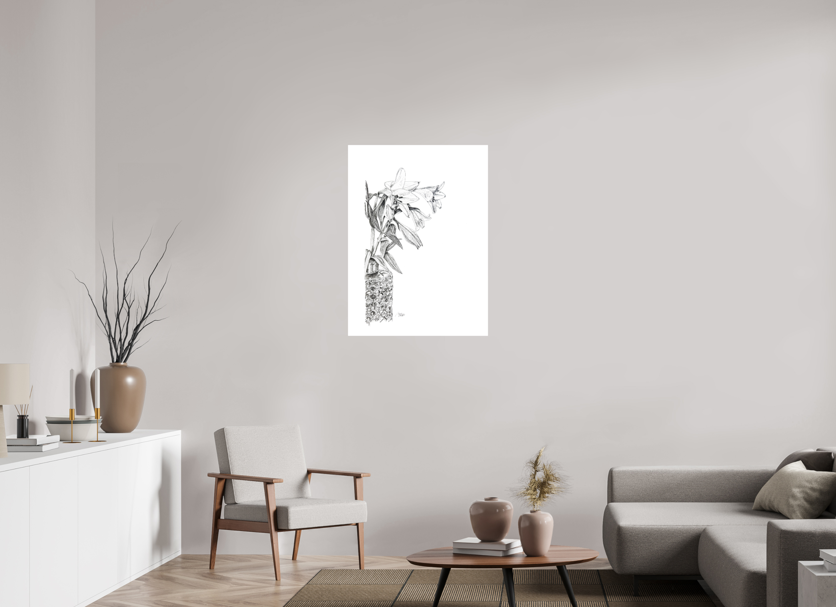 70 x 95,3 cm, Print Bamboo o. Rand Lily in Lines "Grace Contained" | Fine-Art-Print