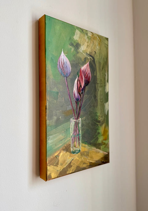 Anthurie Original Gemälde Acryl Öl Leinwand 30x50 handgemalt Köln Myriam Probst