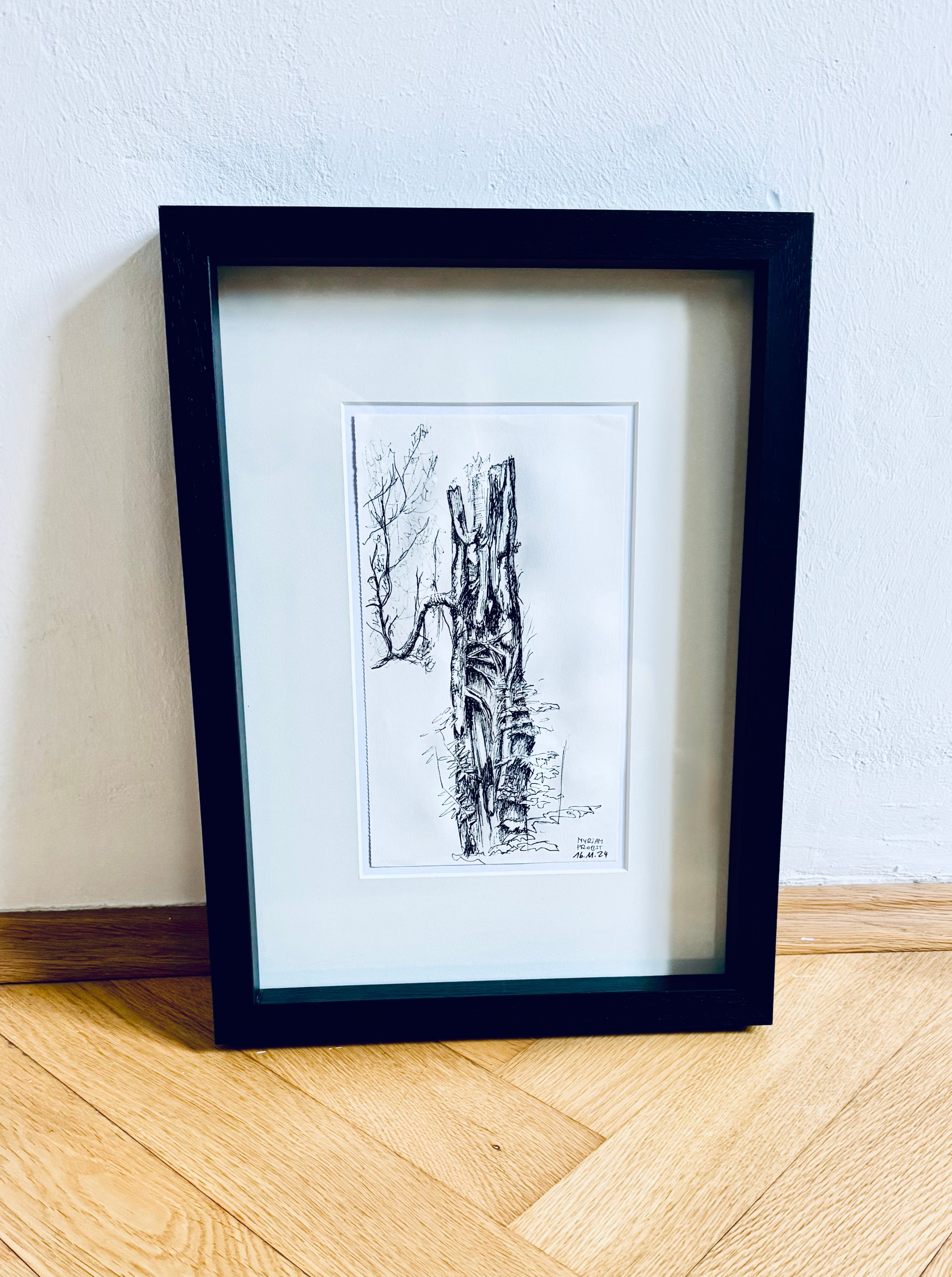 Still Woods „Breathing Hollow“ – ORIGINAL Zeichnung im Passepartout-Rahmen