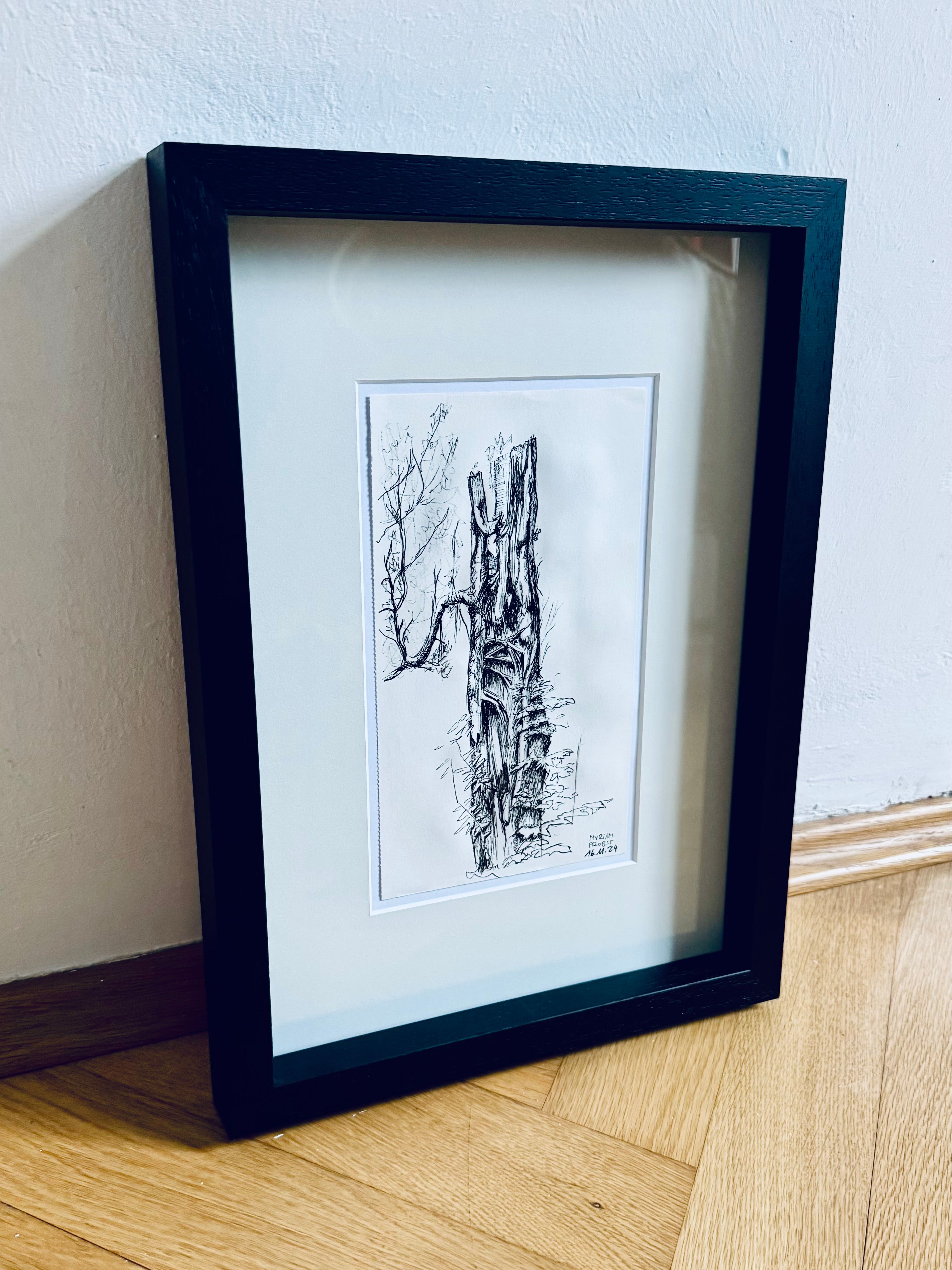 Still Woods „Breathing Hollow“ – ORIGINAL Zeichnung im Passepartout-Rahmen