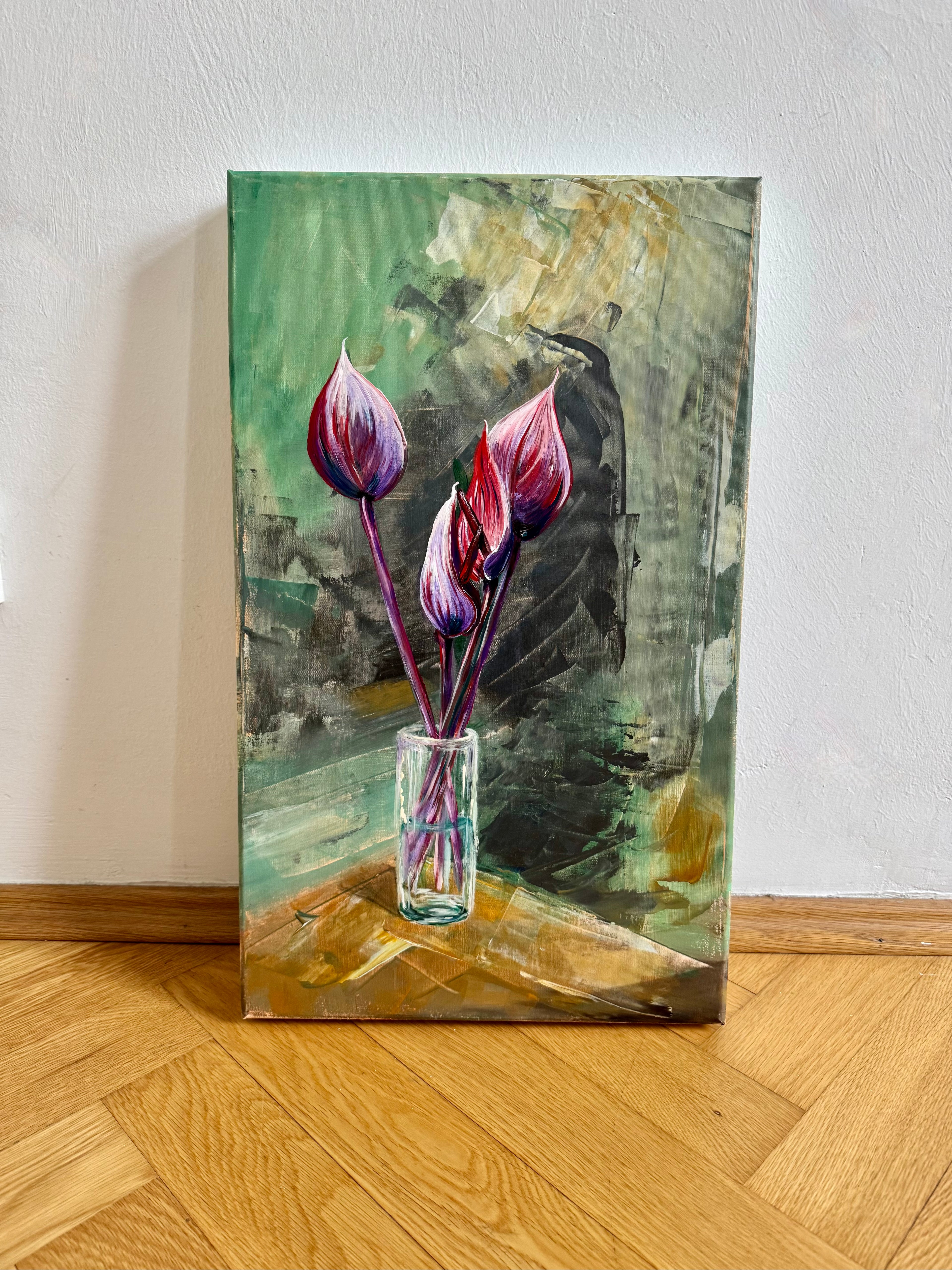 Anthurie Original Gemälde Acryl Öl Leinwand 30x50 handgemalt Köln Myriam Probst
