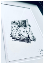 Still Woods "Rooted Silence - Verwurzelte Stille" | ORIGINAL Zeichnung im Passepartout-Rahmen