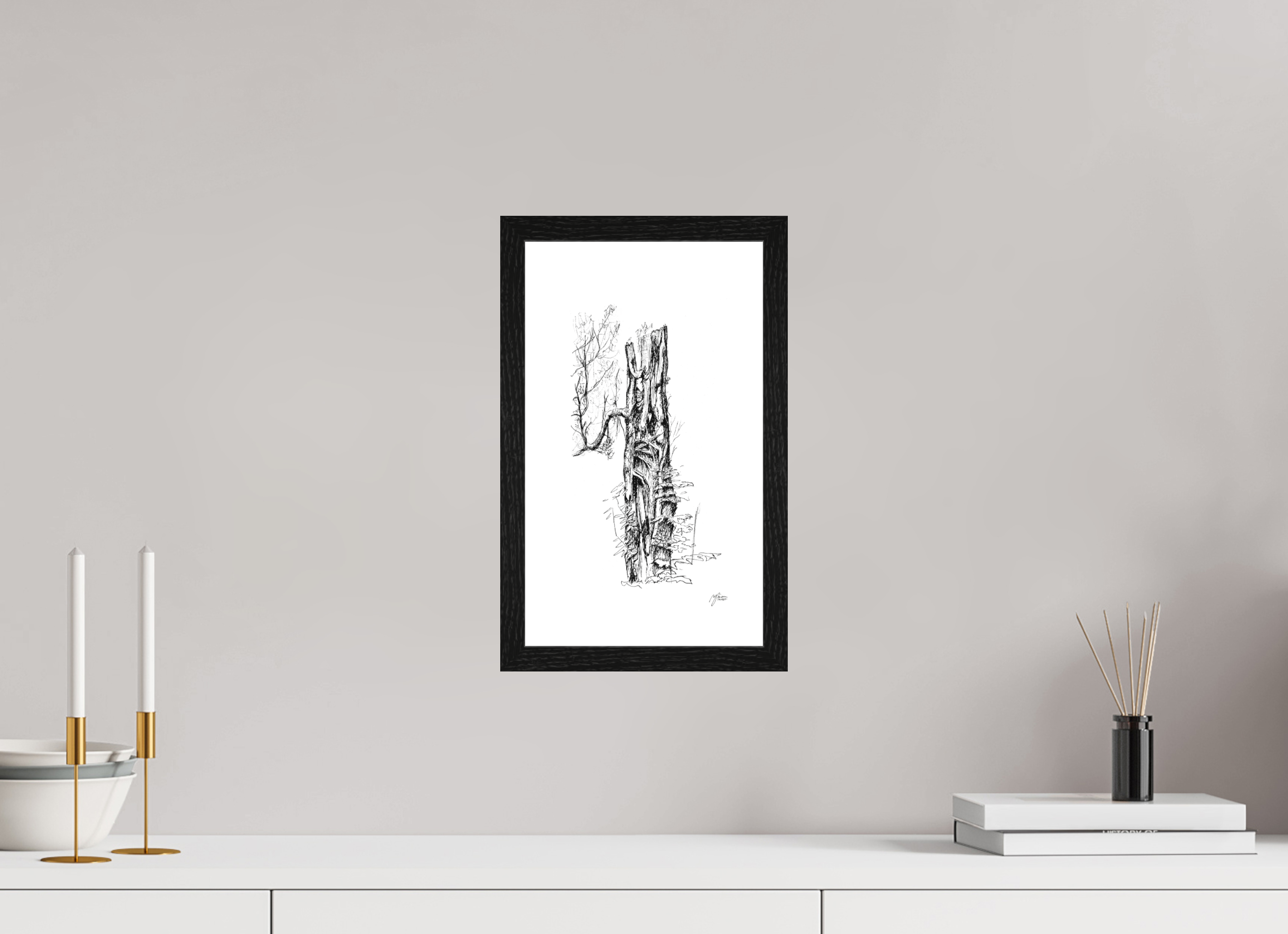 20 x 34,4 cm, Foto im schwarzen Holz-Rahmen 20mm Still Woods „Breathing Hollow - Lebensraum“ | Fine‑Art‑Print