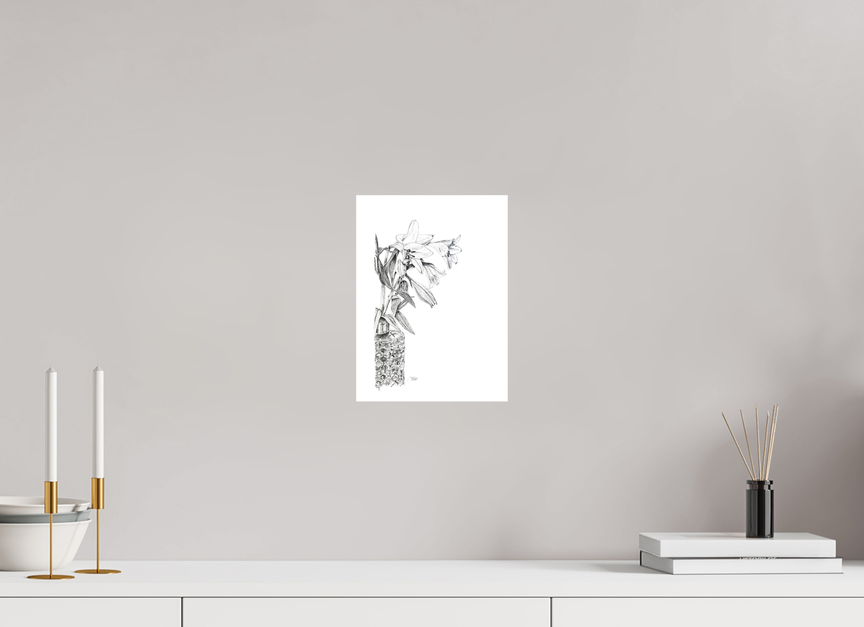 20 x 27,2 cm, Print Bamboo o. Rand Lily in Lines "Grace Contained" | Fine-Art-Print