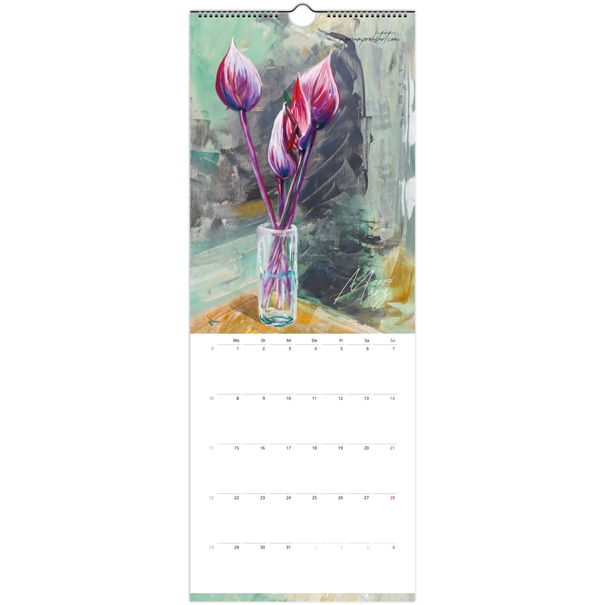 Kunstkalender 2027 von Myriam Probst, Wandkalender 14,8 × 40 cm, Ansicht 5