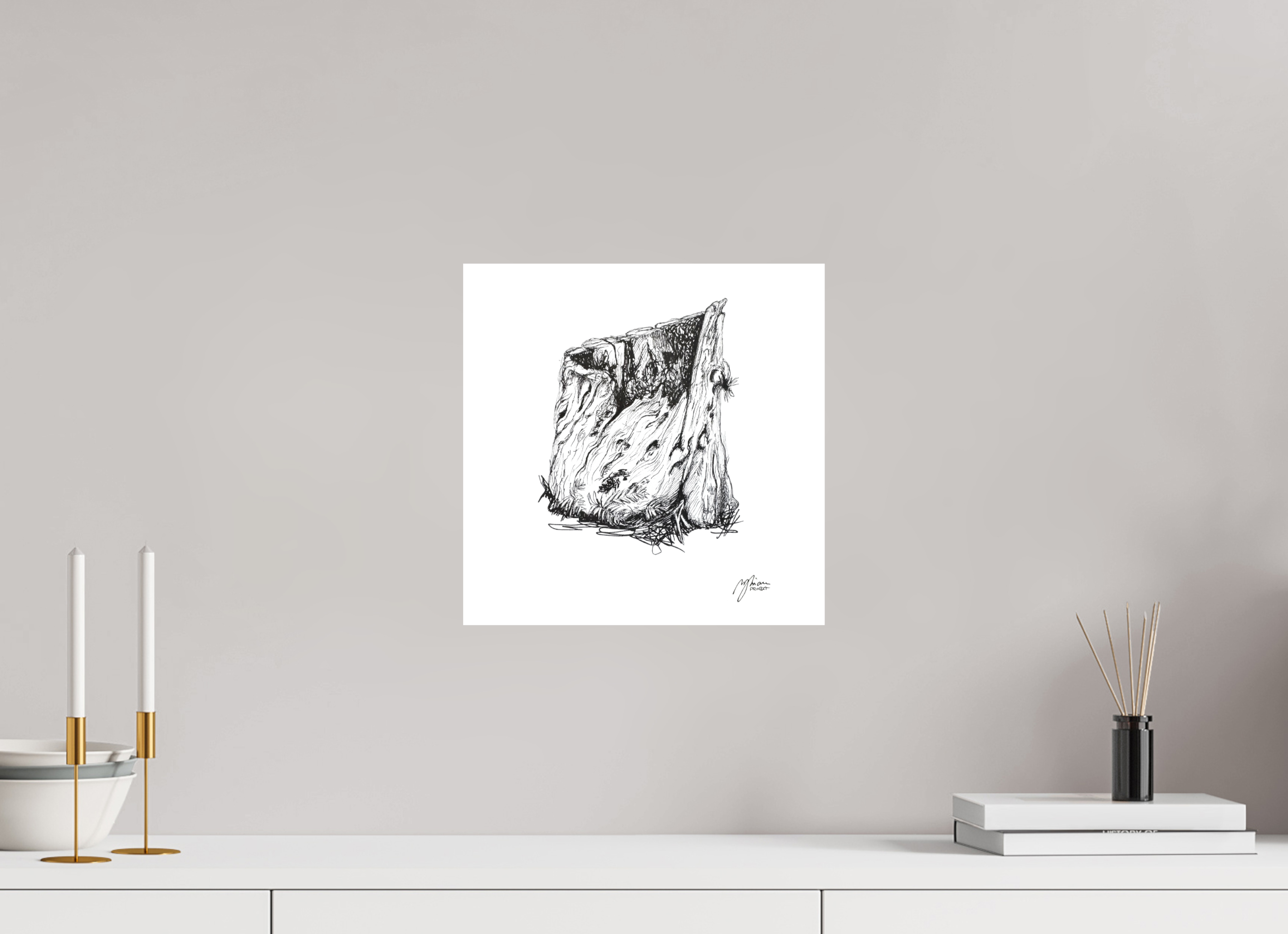 30 x 30 cm, Print, Hahnemühle Bamboo, 1cm weißer Rand Still Woods „Rooted Silence - Verwurzelte Stille“ 4x4 | Fine‑Art‑Print