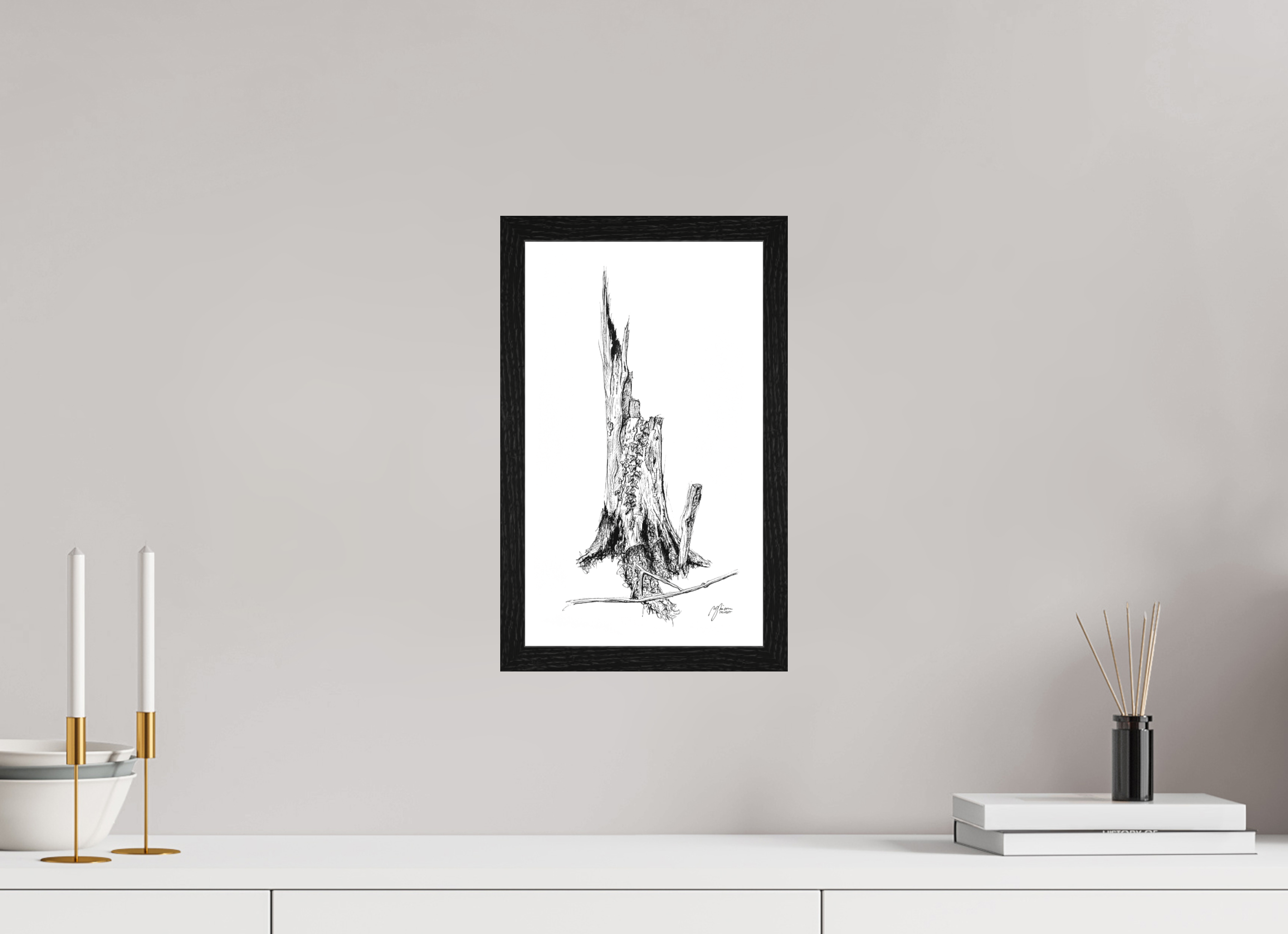 20 x 34,4 cm, Foto im schwarzen Holz-Rahmen Still Woods „Ivy Afterstorm“ | Fine‑Art‑Print