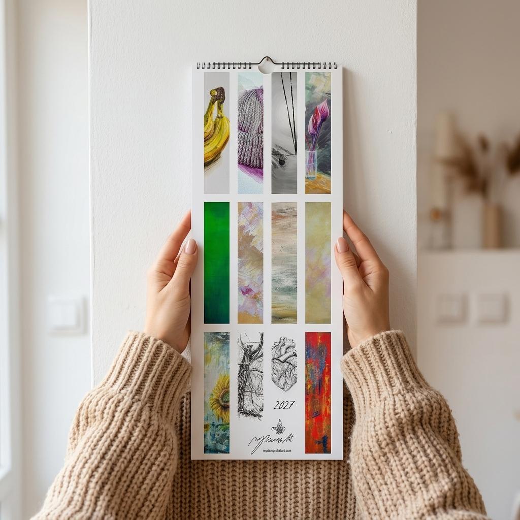 Kunstkalender 2027 von Myriam Probst, Wandkalender im Format 14,8 × 40 cm