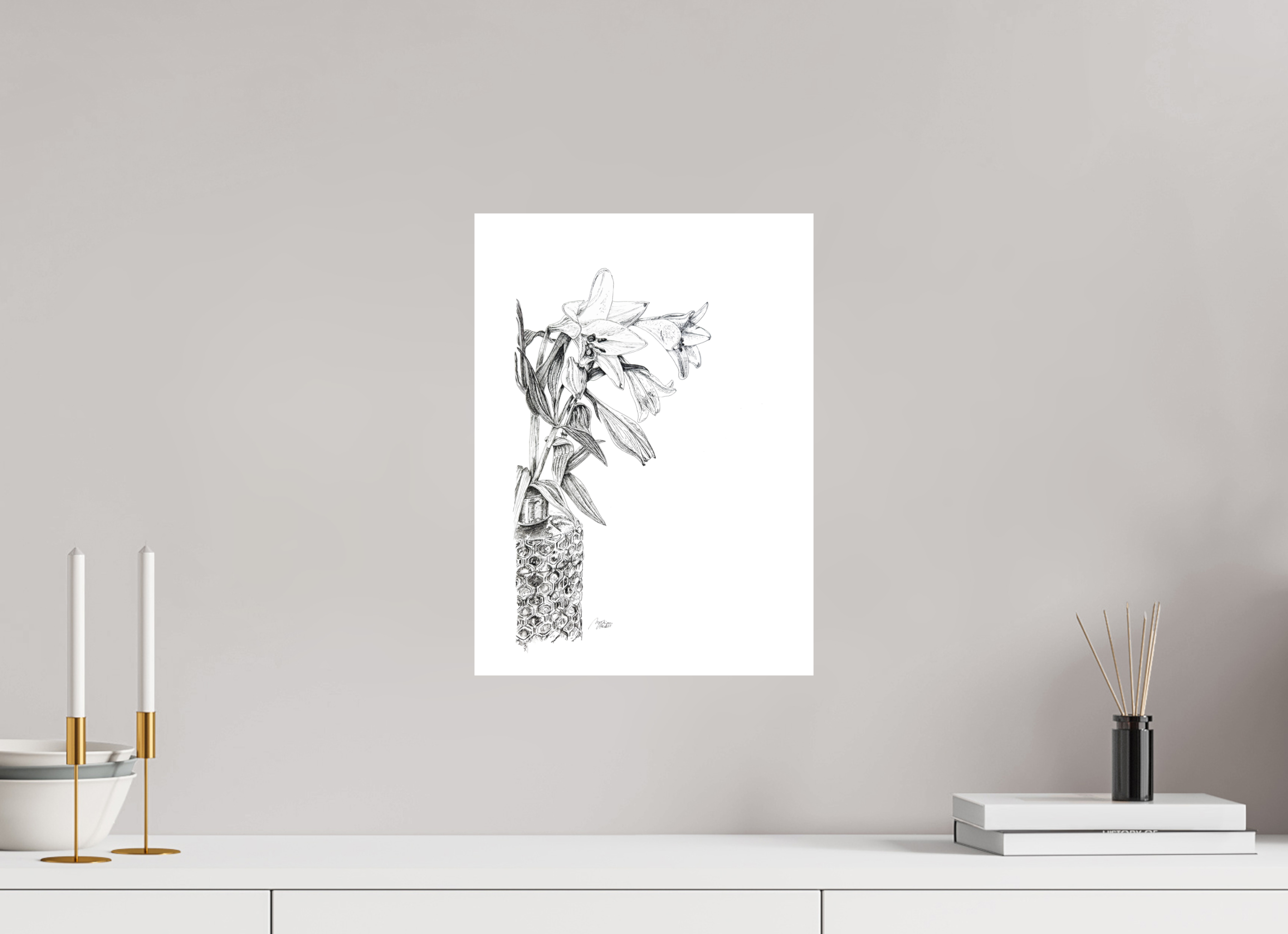 30 x 40,9 cm, Print Bamboo o. Rand Lily in Lines "Grace Contained" | Fine-Art-Print