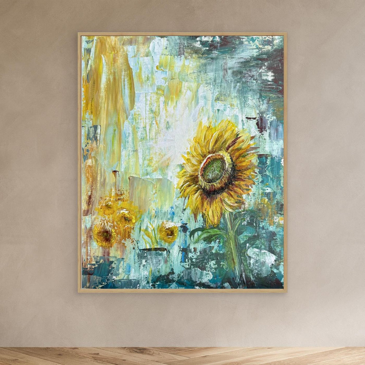 Sonnenblume Fine Art Print Leinwand gerahmt Muttertagsgeschenk handgemalt Köln