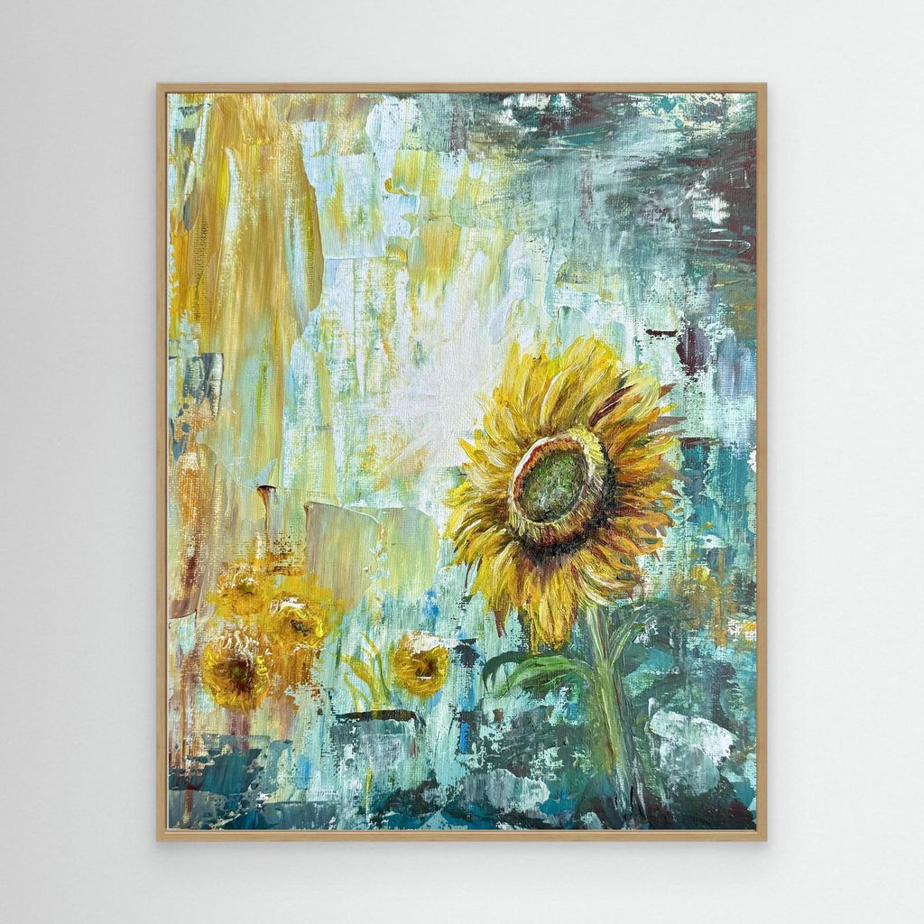 Sonnenblume Fine Art Print Leinwand gerahmt Muttertagsgeschenk handgemalt Köln