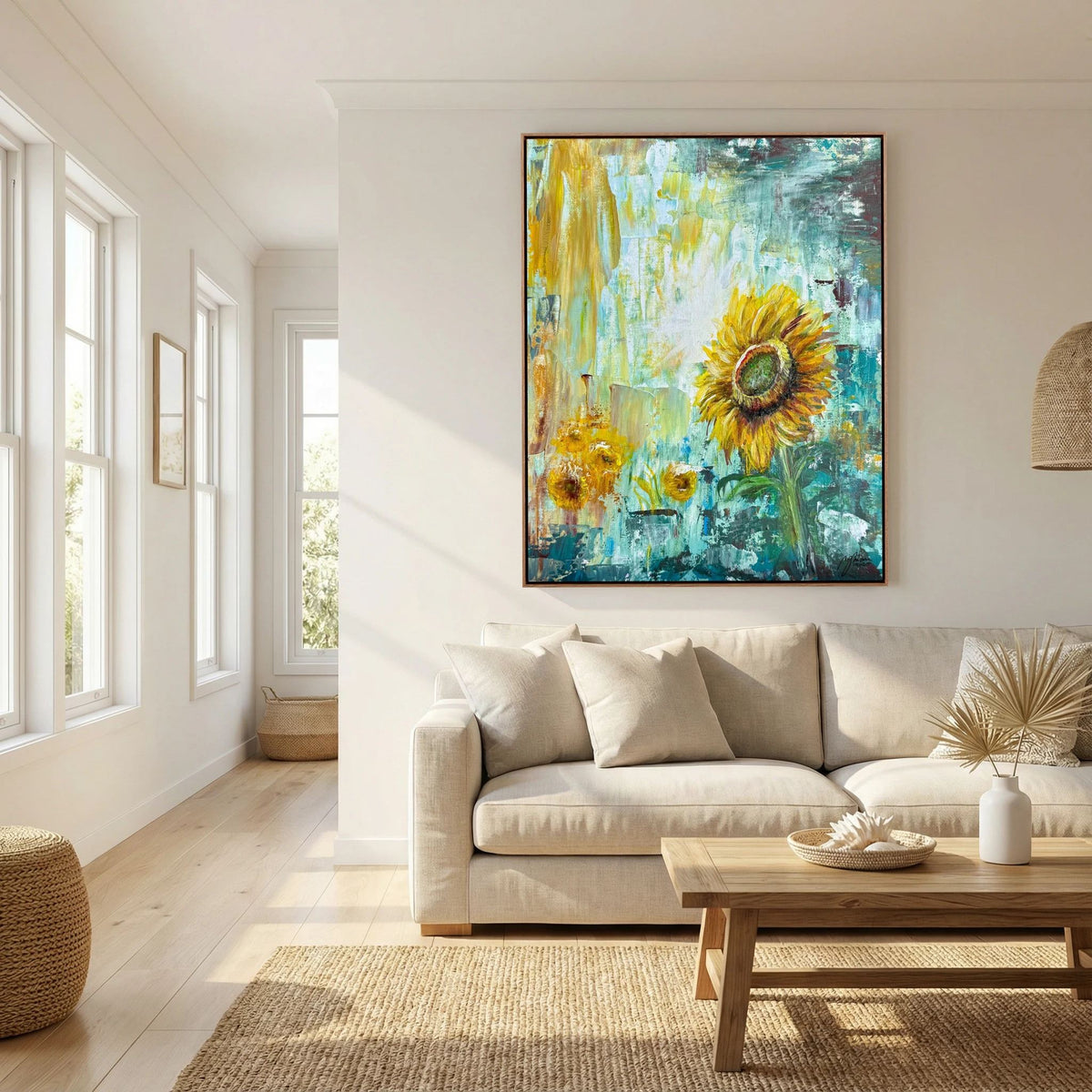 Sonnenblume von Myriam Probst als gerahmter Leinwanddruck, Ansicht 5