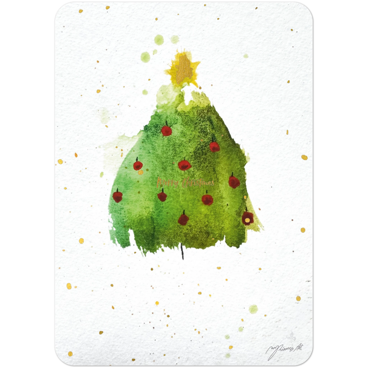 Nr. 6 Strahlender Baum, Grußkarte A6 mit Goldfolie, Ansicht 3