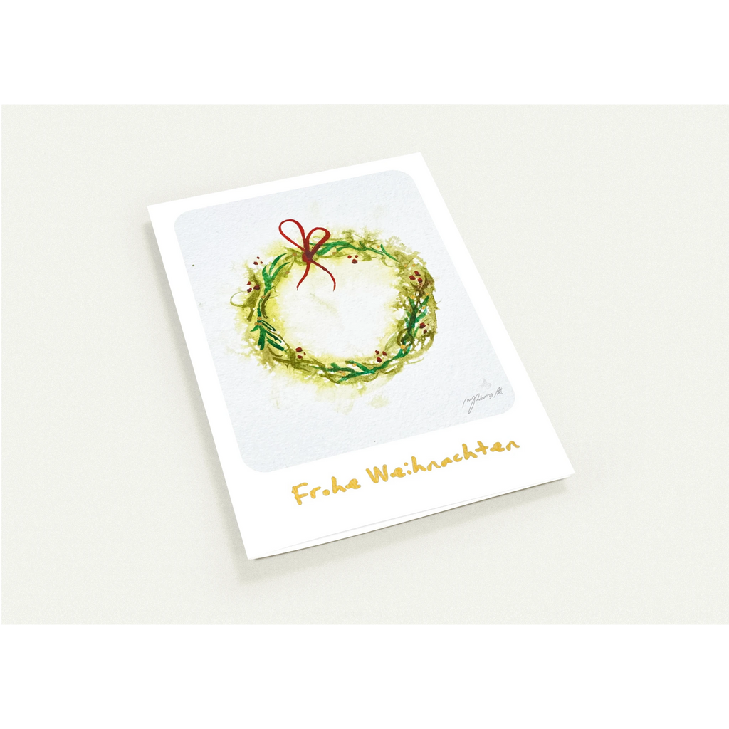 Nr. 7 Weihnachtskranz, Klappkarte mit Goldfolie