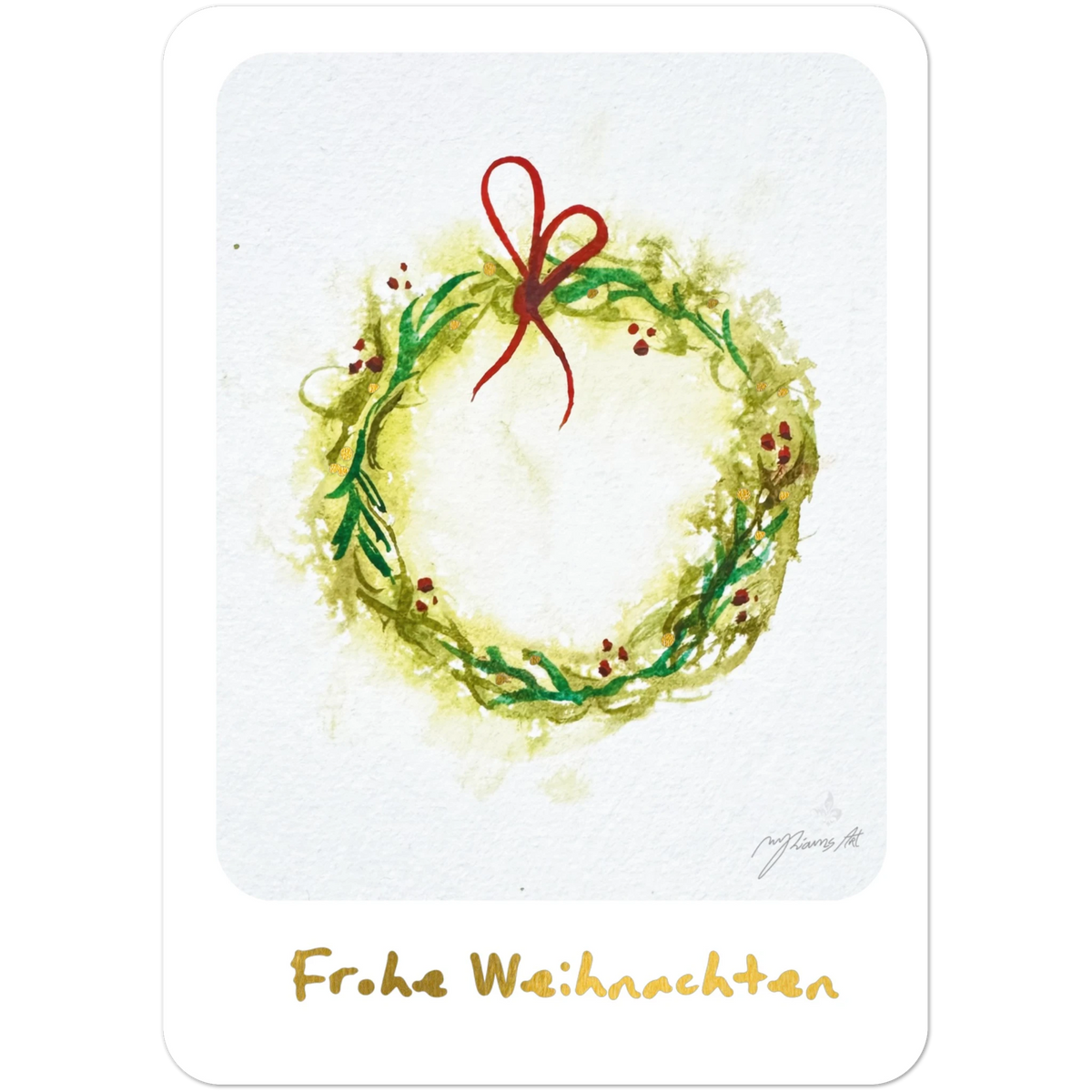 Nr. 7 Weihnachtskranz, Grußkarte A6 mit Goldfolie, Ansicht 3