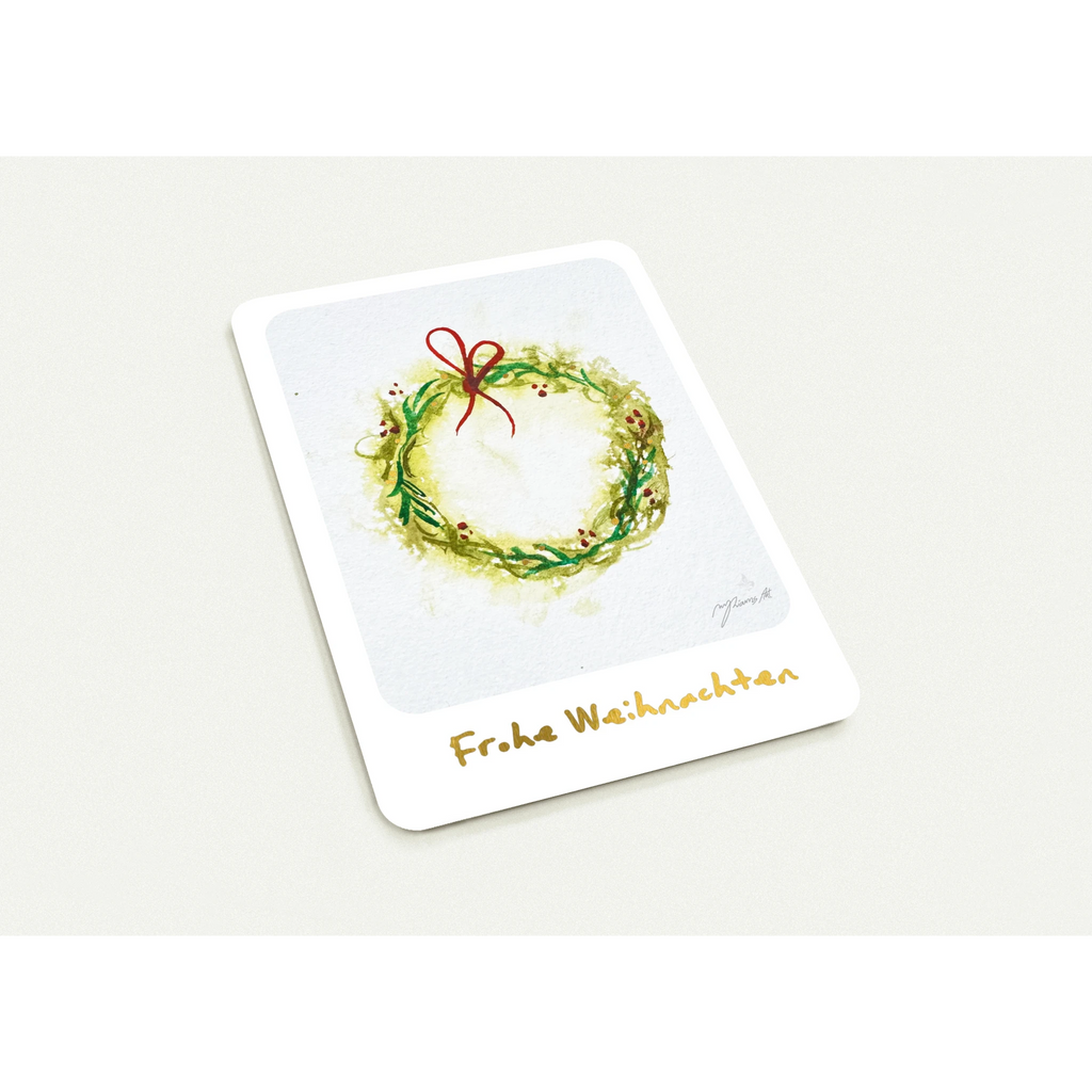Nr. 7 Weihnachtskranz, Grußkarte A6 mit Goldfolie