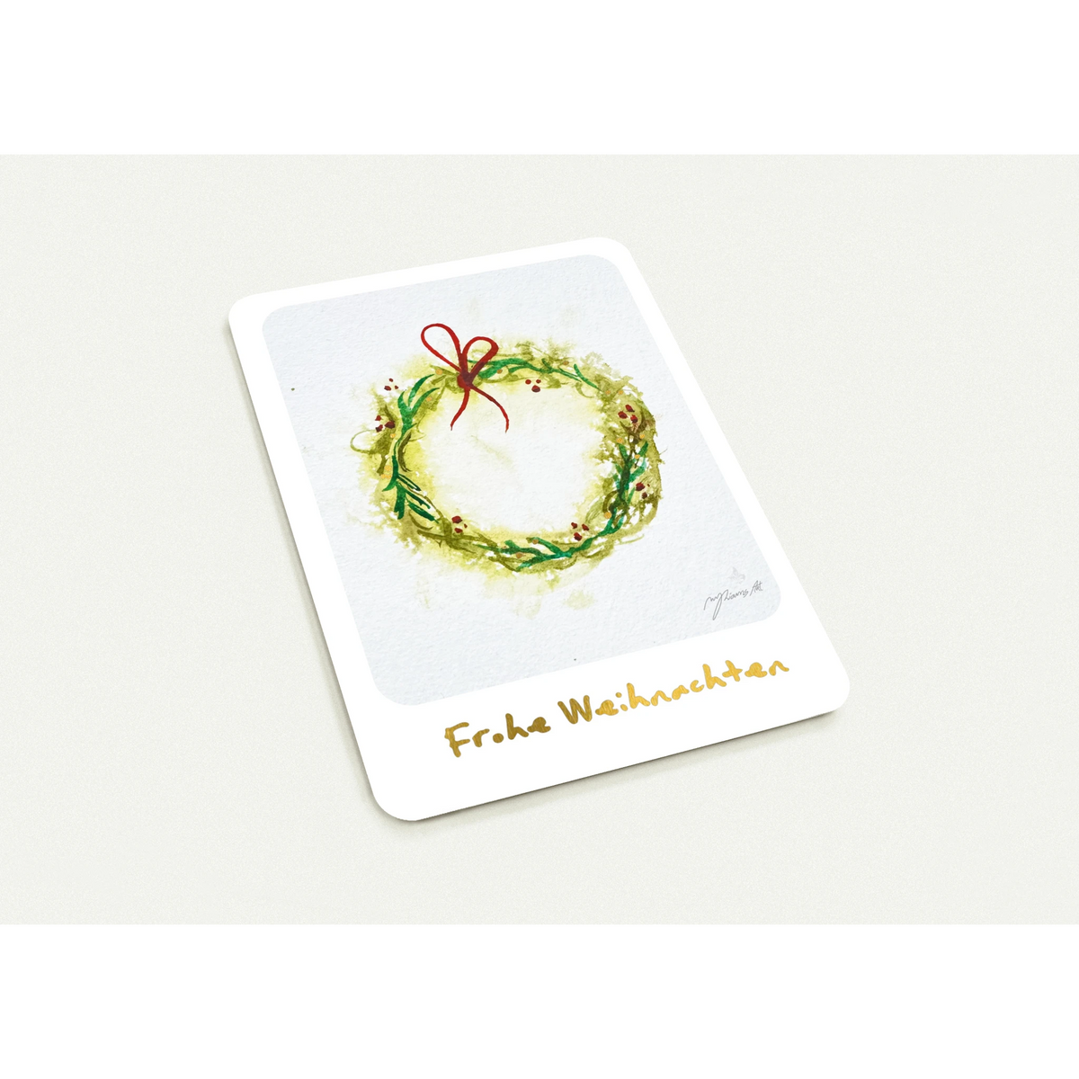 Nr. 7 Weihnachtskranz, Grußkarte A6 mit Goldfolie