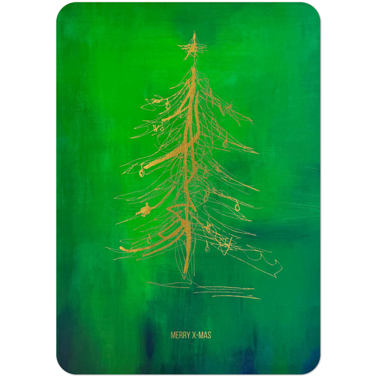Nr. 9 Merry Xmas Grün, Grußkarte A6 mit Goldfolie, Vorderseite